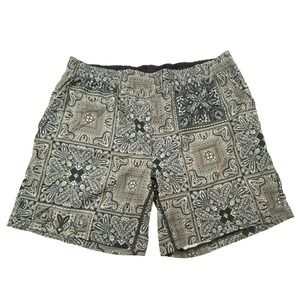Rhone Mens XL Bandana Paisley Patchwork Active Shorts Grey Black 7 Inch Inseam